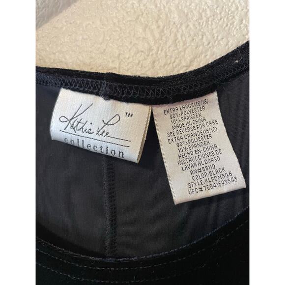 VTG Kathie Lee Collection Black Velvet Tank Midi Shirt Dress Size XL Whimsygoth - Picture 3 of 8